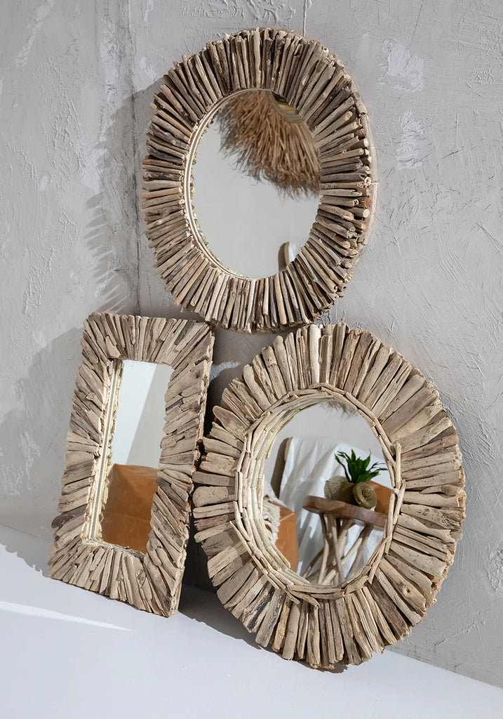 Miroir en bois flotté Hort - Naturel - M