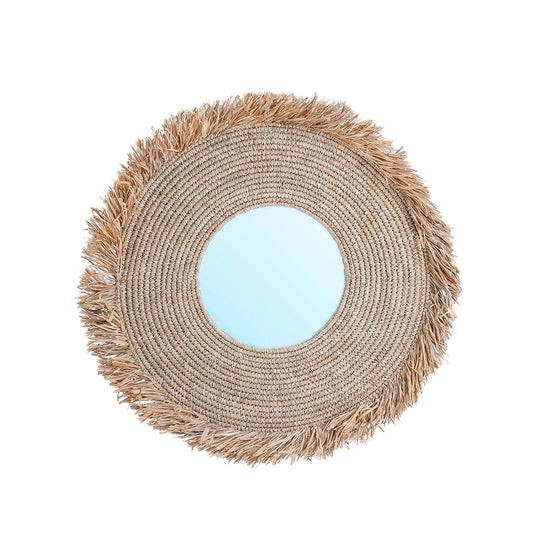 Miroir rond en raphia Yuna - Naturel - L